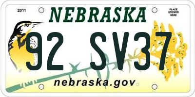 NE license plate 92SV37