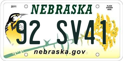 NE license plate 92SV41