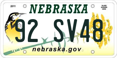NE license plate 92SV48