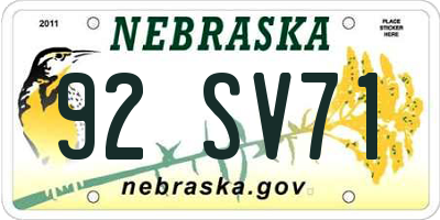 NE license plate 92SV71