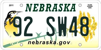 NE license plate 92SW48