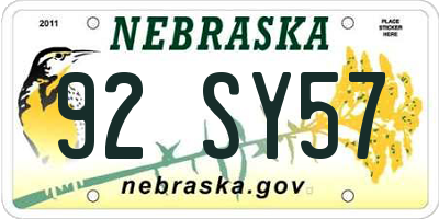 NE license plate 92SY57