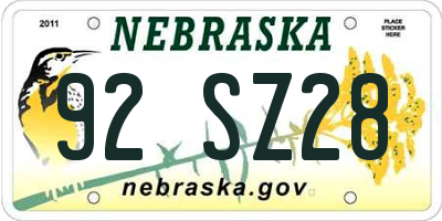 NE license plate 92SZ28