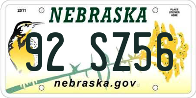 NE license plate 92SZ56