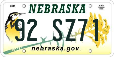 NE license plate 92SZ71