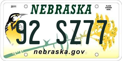 NE license plate 92SZ77