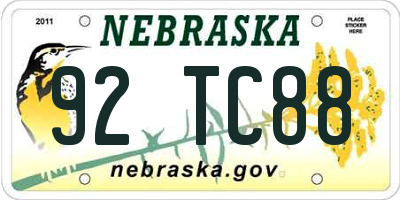 NE license plate 92TC88