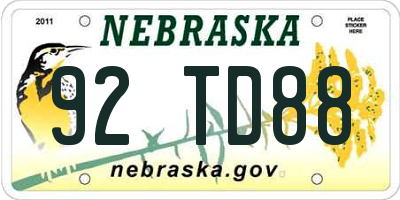 NE license plate 92TD88