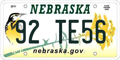 NE license plate 92TE56