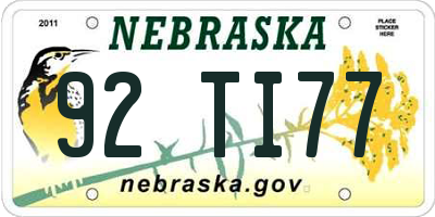 NE license plate 92TI77