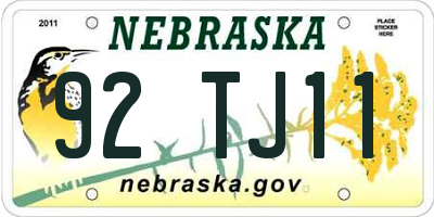 NE license plate 92TJ11