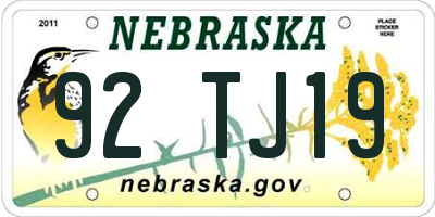 NE license plate 92TJ19