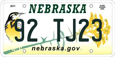 NE license plate 92TJ23