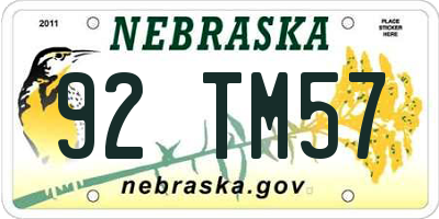 NE license plate 92TM57