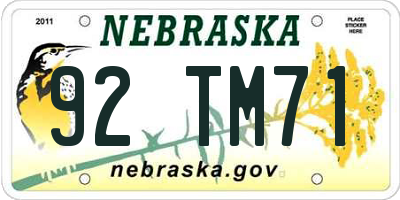 NE license plate 92TM71