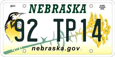 NE license plate 92TP14