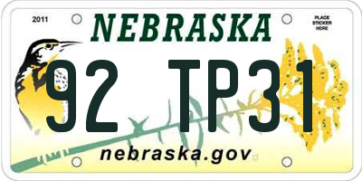 NE license plate 92TP31