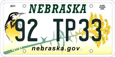 NE license plate 92TP33