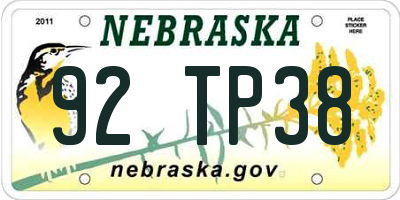 NE license plate 92TP38