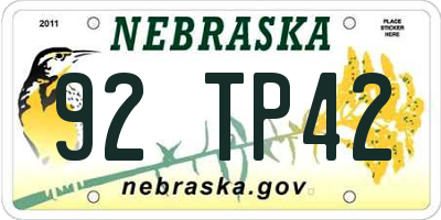 NE license plate 92TP42