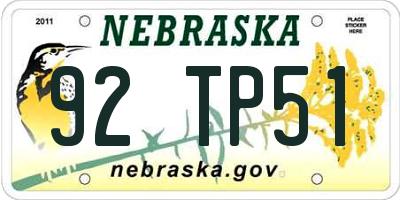 NE license plate 92TP51