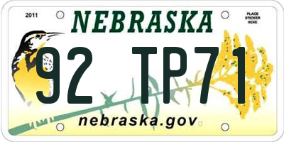 NE license plate 92TP71