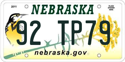NE license plate 92TP79