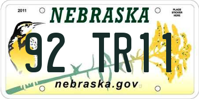 NE license plate 92TR11