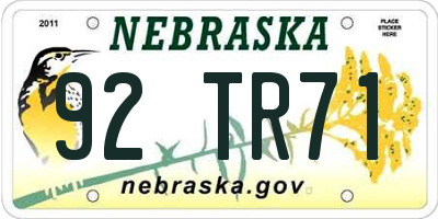 NE license plate 92TR71