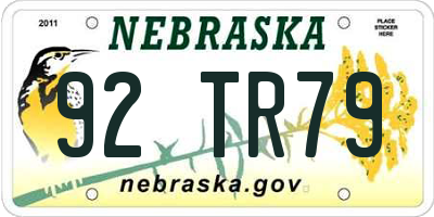 NE license plate 92TR79