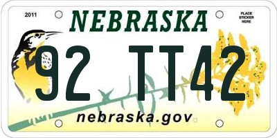 NE license plate 92TT42