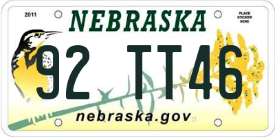 NE license plate 92TT46