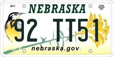 NE license plate 92TT51