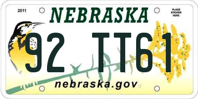 NE license plate 92TT61