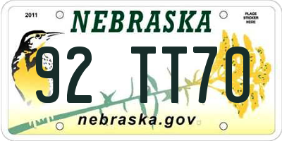 NE license plate 92TT70