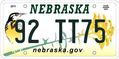 NE license plate 92TT75
