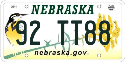NE license plate 92TT88