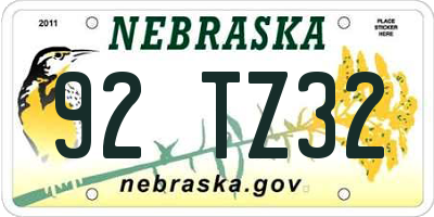 NE license plate 92TZ32