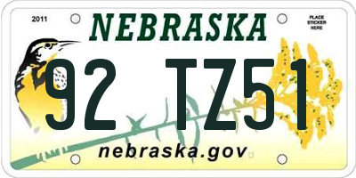 NE license plate 92TZ51
