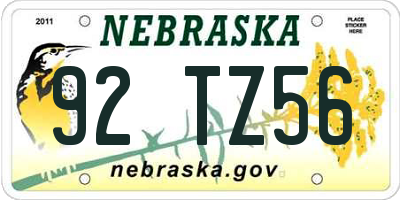NE license plate 92TZ56