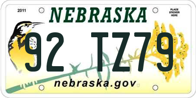 NE license plate 92TZ79