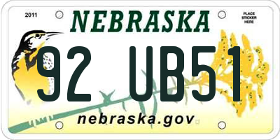 NE license plate 92UB51
