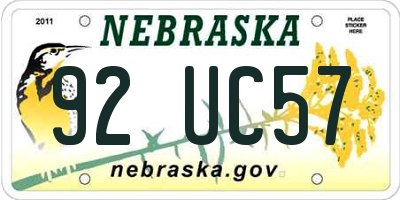 NE license plate 92UC57