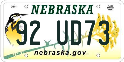 NE license plate 92UD73