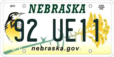 NE license plate 92UE11
