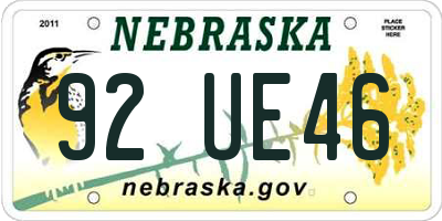 NE license plate 92UE46