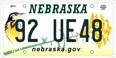 NE license plate 92UE48