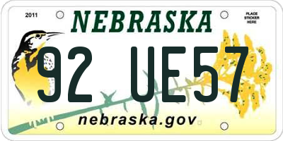 NE license plate 92UE57