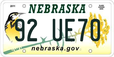 NE license plate 92UE70