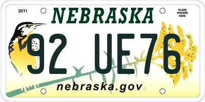 NE license plate 92UE76